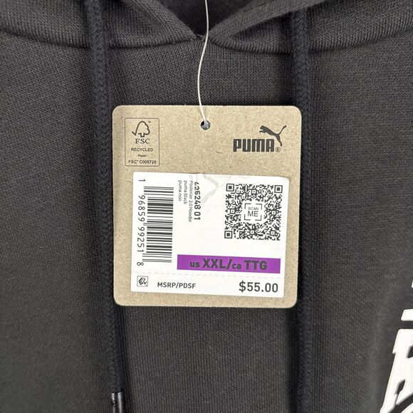 Puma Mens Posterize 2.0 Logo Print Hoodie Black White Size 2XL NWT - Picture 4 of 7